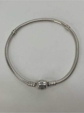 Pandora Moments 925 ALE Sterling Silver Snake Chain Charm Bracelet | 7.6”